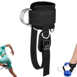 Ankle Straps for Cable Machine and Dumbbell, Dumbbell Foot Attachment for Gym with Longer Nylon Strap/Protective Gasket/5 Steel D-Ring, Tibialis Trainer, Leg Workouts, Hamstring Curls for Women Men