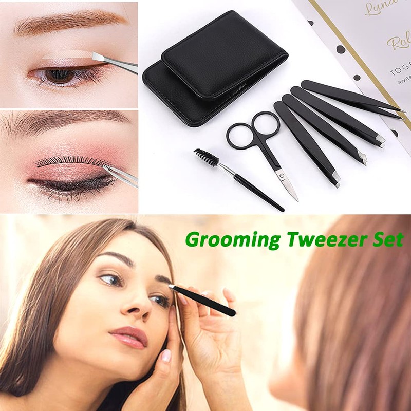 HappyGo Precision Tweezers Professional Stainless Steel Tweezer Set 6 Pack