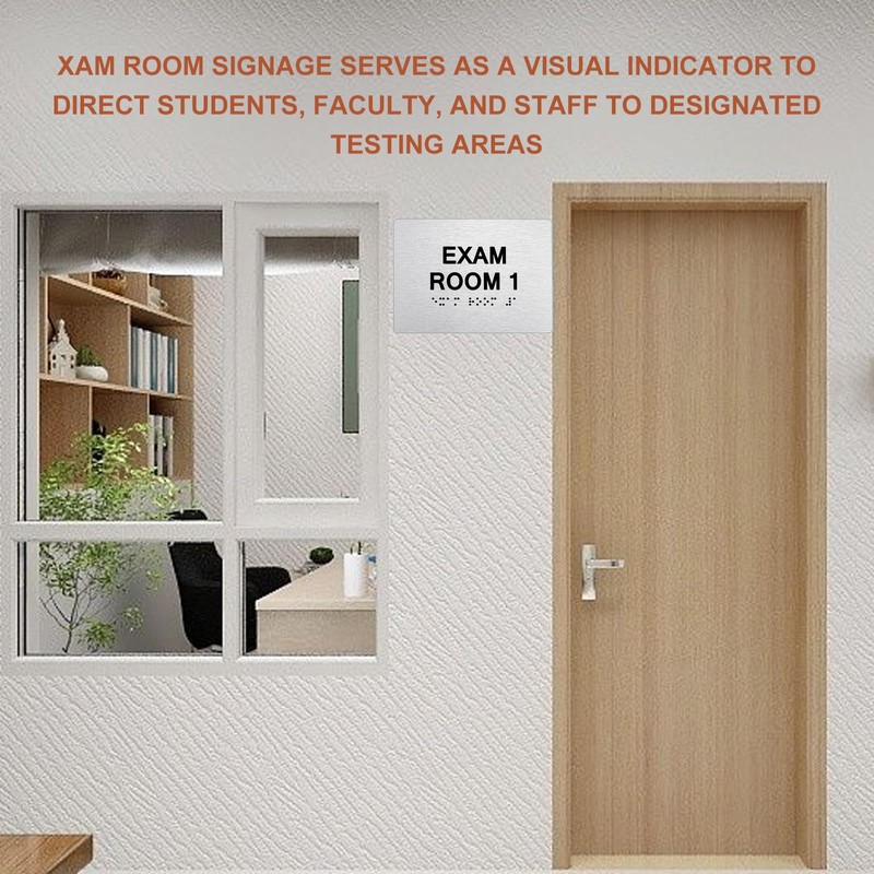 Tactile Exam Room Number Sign 1-3 with Braille - 5"