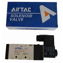 Airtac Genuine Airtac Valve 4V310-08, 12VDC, 24 VDC, 110 VAC, 220 VAC, 4V31008, 1/4 NPT - 12 VDC with Din Connector (LED)