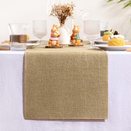 MLMC Burlap Table Runner Natural Boho Jute Table Runner 13" x 72" Rustic Farmhouse Vintage Jute Fabric for Home Wedding TV Stand Crafts Party Dining Table Decor
