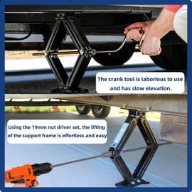 30cm Caravan Corner Steady Jack Leg Winder Drill Adaptor Attachment, 19mm Caravan Stand Jack Extension for Electric Drill