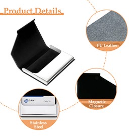 CiciIng Business Card Case, PU Leather Business Card Case, Business Card Holder with Magnetic Closure, Card Holder for Men and Women (Grey), gray, Elegant