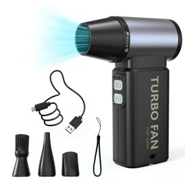 Compressed Air Duster-100000RPM Electric Air Duster for PC&Keyboard Cleaning，4-Speed Cordless Turbo Fan Rechargeable Reusable Compressed Air Blaster for Car, Air Bed, Outdoors, Home