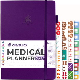 Clever Fox Medical Planner Daily – Health Diary Notebook, Wellness Journal & Self-Care Logbook, Lasts 3 Months, 7x10.5″ (Purple)