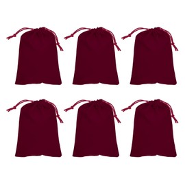 PATIKIL 6 Pcs Velvet Drawstring Bags, 10 x 8 Inch Large Velvet Cloth Jewelry Gift Pouches with Drawstring, Favor Candy Bag Dust Bag for Wedding Birthday Party Christmas, Wine Red