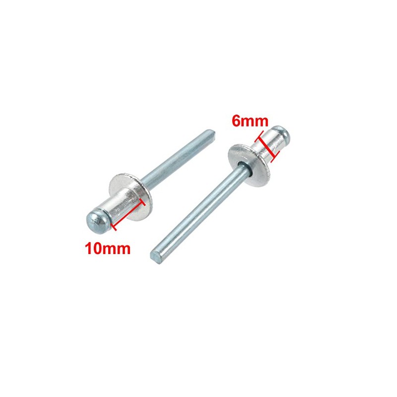 sourcing map Aluminium / Steel Open End Blind Rivets 6