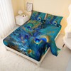 AILONEN Peacock Feather Bedding Set King Size 4Pcs,Golden Blue Feather
