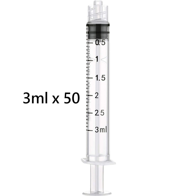 50 Pack 3ml Syringes Luer Lock with Measurement, Plastic Syringe