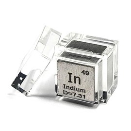0.39" 10mm Soft Indium Metal Cube in up to 99.9% Pure Periodic Table Element Engraved Density Collection Science Education Display Block Cube + Acrylic Case Box - 1PC