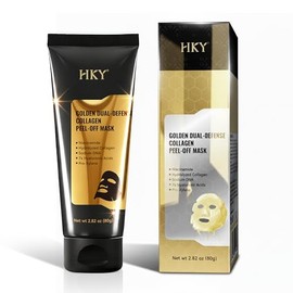 HKY Máscara facial dorada con doble anticolágeno, 7 mascarillas envolventes de ácido hialurónico con PDRN y Pro-xilano, antienvejecimiento, reafirmant