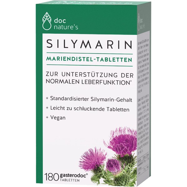 doc natures Silymarin Milk Thistle Tablets Pack of 180 - Supports Normal Liver Function - Vegan - Easy to Swallow Mini Tablets - Lactose Free - GMO Free