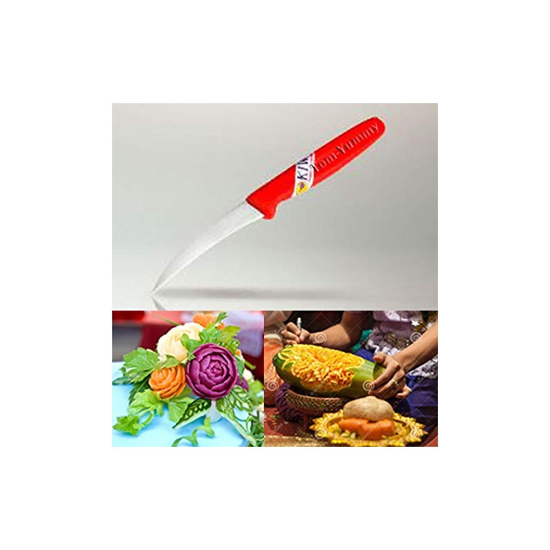 Pack 3 Kiwi Kom Kom Knife Fruit Carving Red Handle