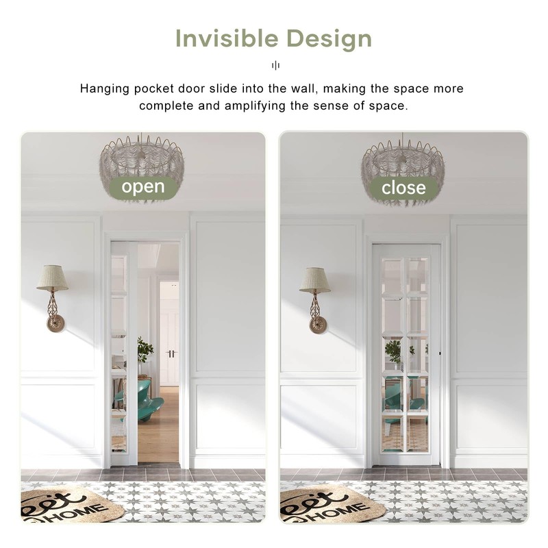 EaseLife 4FT/48in Sliding Pocket Door Hardware Kit,Commercial Grade,Aluminum Box Rail