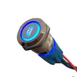 Etopars Momentary 12V 5A Car Auto Blue LED Light Lamp Headlight Push Button Stainless Steel Metal Toggle Switch Socket Plug 19mm Engine Start