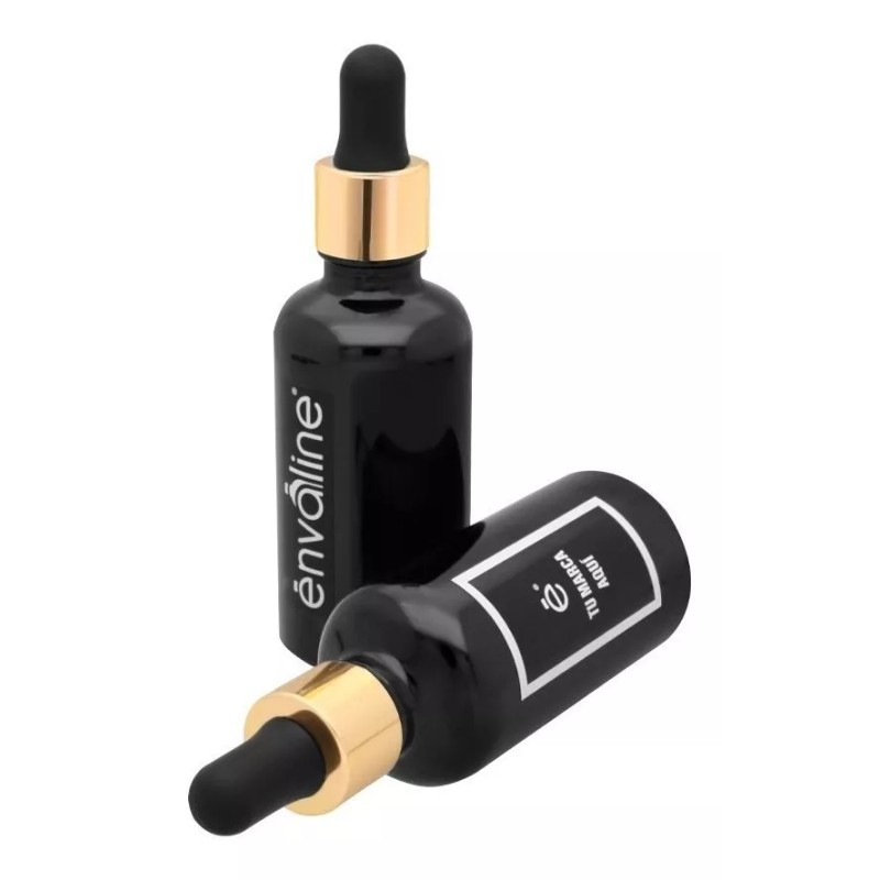 Envaline Frasco Gotero 50 Ml Coated Pipeta Premium Bulbo Negro