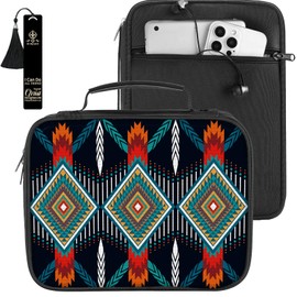 Bible Cover w/Metal Bookmark, Carrying Organizer Book Case Church Bag Bible Protective Holder with Handle Zippered Pocket, Bible Study Accessories Supplies for Women Kids, Boho Aztec Western