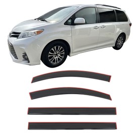 IKON MOTORSPORTS in Channel Window Visors Compatible with 2011-2020 Toyota Sienna, Slim Style Acrylic Smoke Rain Guards, Side Window Wind Deflectors 4PCS
