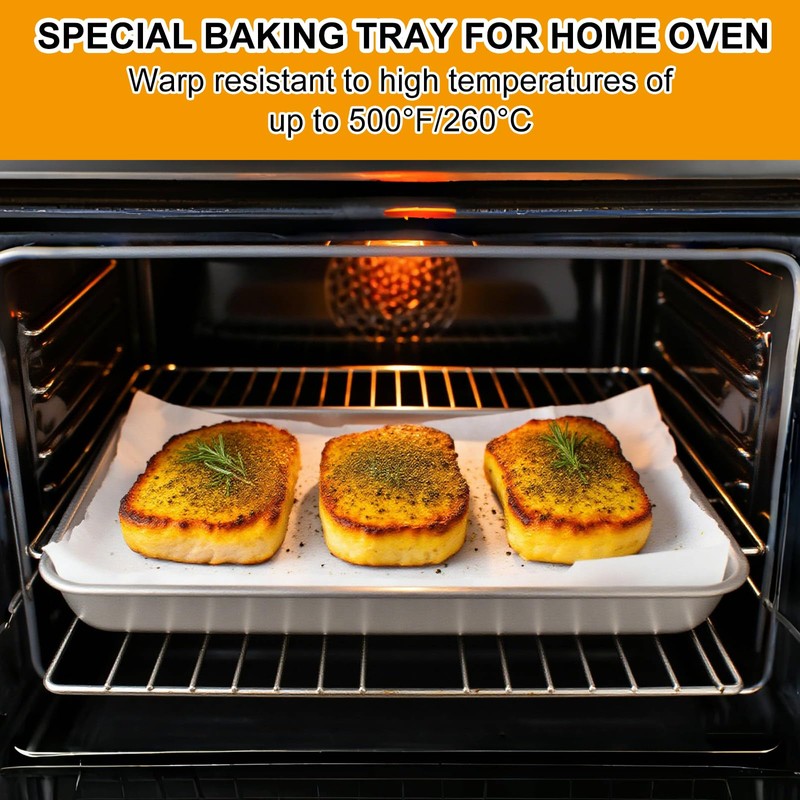12PCS Stainless Steel 1/8 Sheet Pan, Nonstick Small Cookie Sheet,