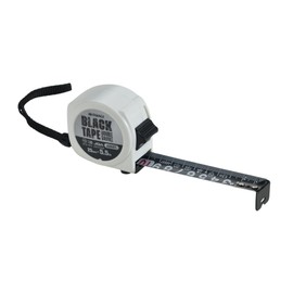 TAKAGI Black Tape, Convex, White, 1.0 x 2.2 ft (25 mm x 5.5 m), JIS1 Grade Double-Sided Scale, Black Tape, White Scale, Easy to View, Double Lock, White Body, Compact, Strap Included, Measuring Tool,