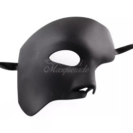 BeyondMasquerade Mens Half Face Phantom of the Opera Venetian Costume Masquerade Mask [Black]