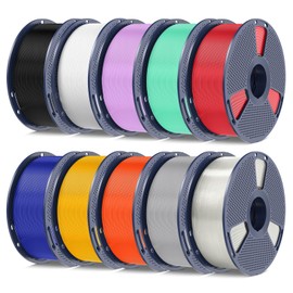 PETG Filament 1.75mm Bundle, 10kg(22lbs) SUNLU PETG 3D Printer Filament, Ultra Tough, Heat Optimized, Odorless, Black+White+Space Grey+Transparent+Red+Blue+Mango Yellow+Orange+Purple+Green