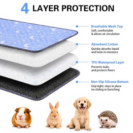 Fnaobai Guinea Pig Cage Liner 2 Pack Super Absorbent Washable Guinea Pig Pee Pads Waterproof Reusable Anti Slip Bedding Pee Pad Mat for Rabbit Bunny Rat (Stars&Moon, 28 x 14 in/70 x 35 cm)