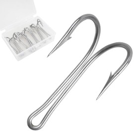 Classic Double Fishing Hooks Frog Hooks Fishing Double Hooks, 8pcs Stainless Steel Fishing Hooks with Strong Sharp Open Shank Barbed for Saltwater and Freshwater