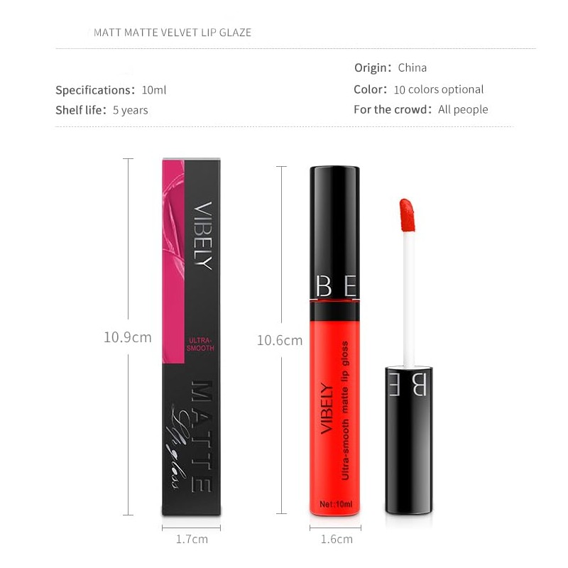 SeleneTenderaes 11-color black matte black non-stick cup lip glaze non-decolorizing
