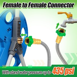 3ft Short Leader Hose with Double Female Connectors - Metal Leakproof Garden Hose for Reel for Outdoor Garden Watering Car Pet Cleaning