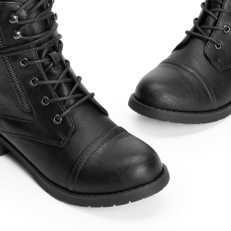 DREAM PAIRS Women's Lace Up Combat Boots Ankle Booties,Size 9,Black,PEAKK