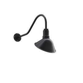 Steel Lighting Co. Venice Store Sign Light | For Outdoor Restaurant Accent Wall | 9 inch Dome | 23 inch Gooseneck | Made in America | Matte Black Exterior/Matte Black Interior