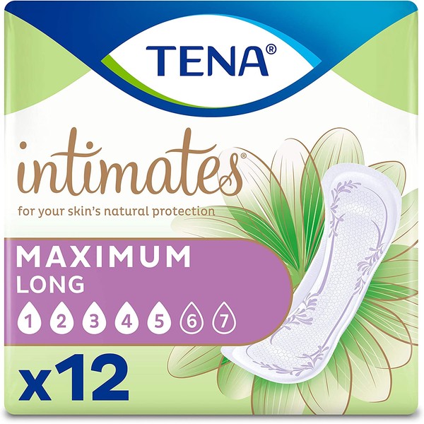 Tena Intimates Maximum Absorbency Incontinence/Bladder Control Pad, Long Length, 12 Count