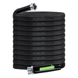 Restaurantware Black Garden Hose 1 Count 25 FT Lightweight Fabric Gardening Tool Water Hose With Kink-Free Flexible Design For Watering And Outdoor Cleaning For Household And Commercial Gardens