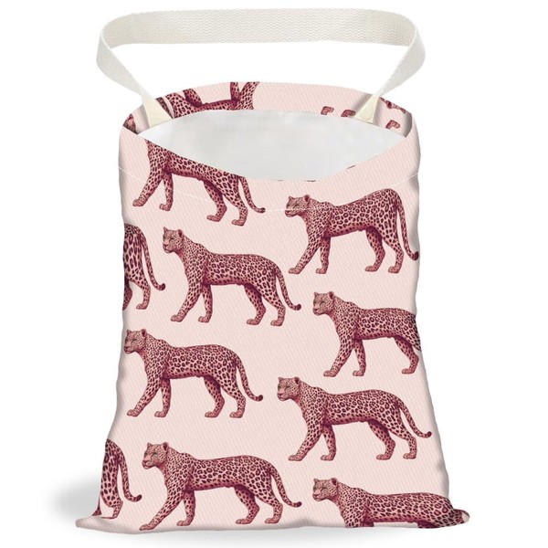 DELORIGIN Leopard Print Car Trash Bag Hanging Garbage Bag with