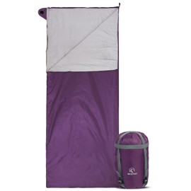 REDCAMP Ultra Lightweight Sleeping Bag for Backpacking, Comfort for Adults Warm Weather, Hooded with Compression Sack, Purple (75"x 33")
