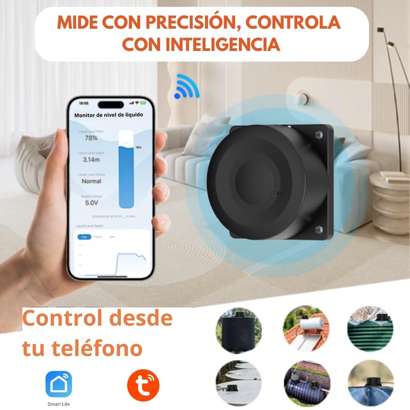 Clicklife Sensor Inteligente Monitoreo de Nivel de Agua WiFi para