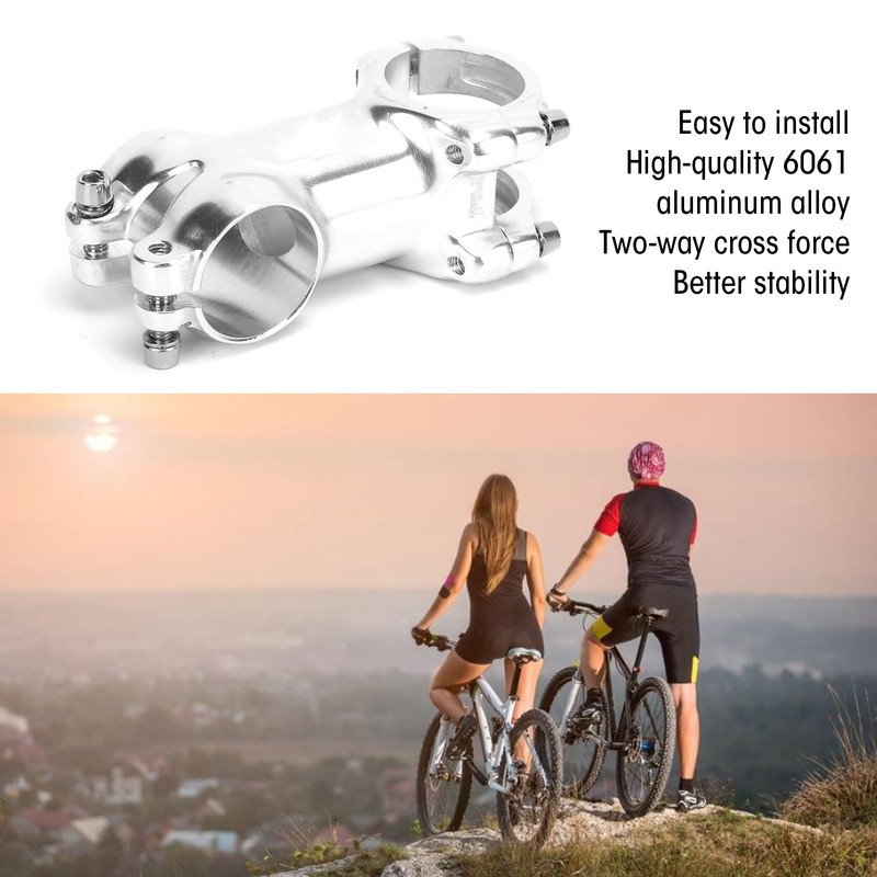 MEIJUN 31.8mm Bike Silver Stem Aluminum Alloy Bicycle Handlebar Stem
