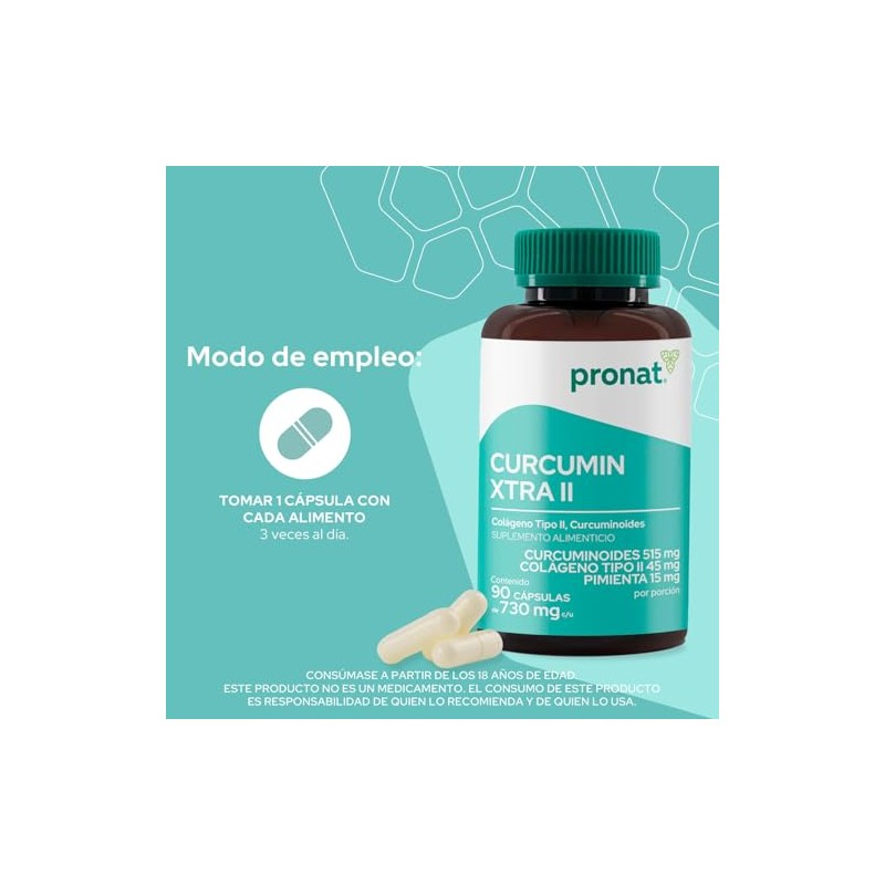 PRONAT | Curcumin Xtra II, Suplemento Alimenticio, con Colágeno Tipo