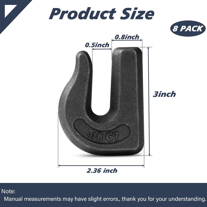 HANDRERLEE 8 Pack 3/8 Inch G70 Weld On Grab Chain