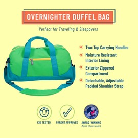 Wildkin Kids Overnighter Duffel Bags for Boys & Girls, Perfect for Early Elementary Sleepovers Duffel Bag for Kids, Carry-On Size & Ideal for School or Overnight Travel Bag (Monster Green)