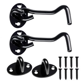 2 Pack Door Latch Cabin Hook and Eye Latch, 3 inches Stainless Steel Door Hook gate Latch, Heavy Duty Cabin Hook and Eye Lock for Window,Shed,Garage Door,Gate