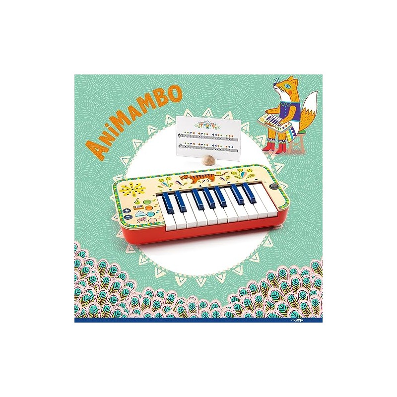 DJECO Animambo Electric Piano 18 Keys - Safe Music Instrument