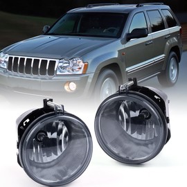 PIT66 Fog Lights, Compatible with 05-10 Jeep Grand Cherokee/06-10 Jeep Commander Left/Right Bumper Driving Fog Lamps with Bulb Smoky Lens