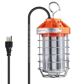 dephen 60W LED Temporary Work Light, 8400Lm 5000K Construction Spotlights, Plug in Portable Worklight with Hook, 360 Degree Hanging Flood Lamps for Indoor Outdoor Job Site Lighting, UL-Listed