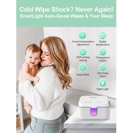 MOMYEASY Baby Wipe Warmer, Large Capacity Wipes Dispenser with 3 Temperature Modes, Even Heating Diaper Wipe Warmer with Night Light, Wipes Warmer for Babies/Adults