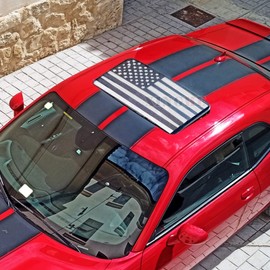 Xinghe Sunroof American Flag Decals for Trucks, Matte Black USA Flag Sunroof Decals for Trucks, Car, Vehicles, Waterproof Vinyl American Flag Decals for Trucks (Universal for Most of Car, Matte Black)