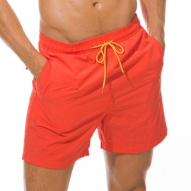 Viosea Board Shorts No Liner Men's Swim Trunks 5 inch Inseam with Pockets Beach Shorts Quick Dry Swimming Trunks for Beach Volleyball, Orange M