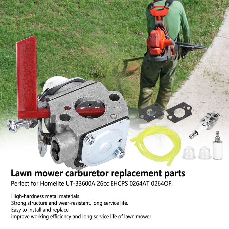 Garden Lawn Mover Trimmer Carburetor Kit for Homelite UT‑33600A 26cc