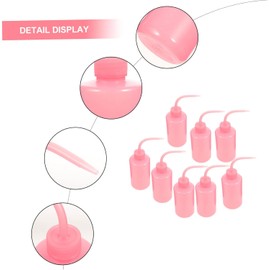 VICASKY Botella para Lavar Pestañas 250ml Rosa Flexible Abs Boquilla Curva Anti Fugas Paquete de 8 Piezas para Limpieza Segura de Pestañas